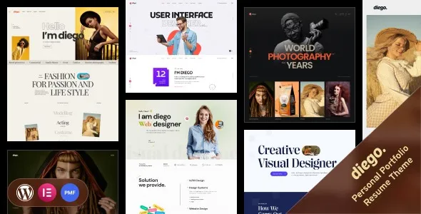 Diego – Creative Personal Portfolio & Resume WordPress Theme + RTL