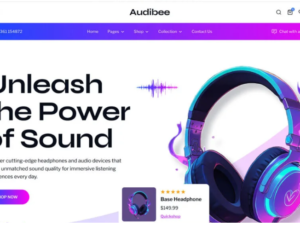 Audibee – Headphone Audio Store Shop WooCommerce Elementor Template Kit for wordpress