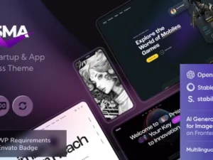 Prisma Digital Startup & App WordPress Theme + AI