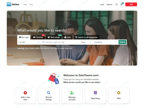 Zeta Osclass Theme For WordPress & WooCommerce