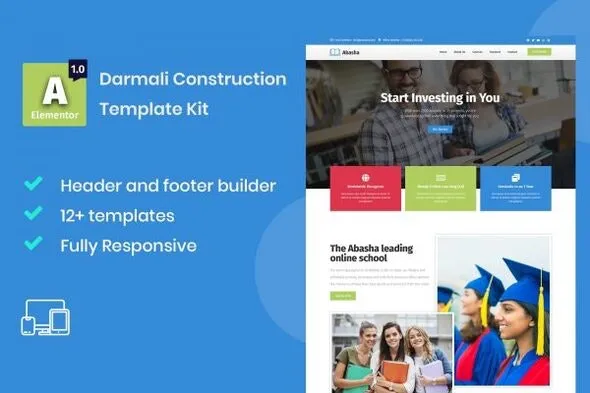Abasha – Education & Learning Courses Elementor Template Kit For WordPress & WooCommerce