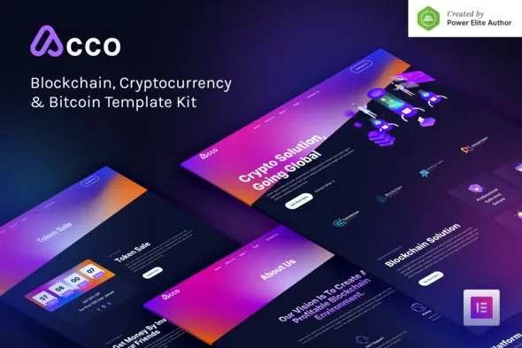 Acco – Blockchain Cryptocurrency & Bitcoin Elementor Template Kit for wordpress