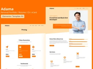 Adama – Personal Portfolio & Resume Elementor Template Kit For WordPress & WooCommerce