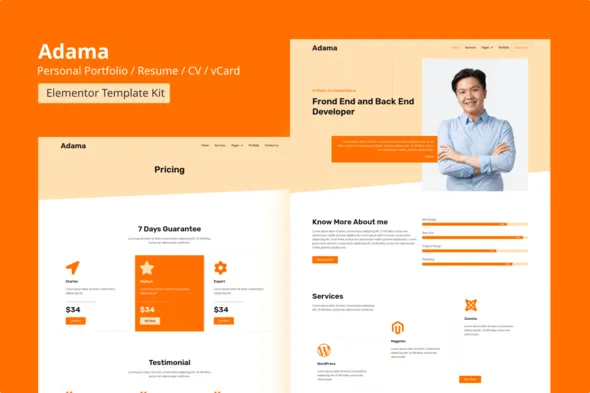 Adama – Personal Portfolio & Resume Elementor Template Kit For WordPress & WooCommerce