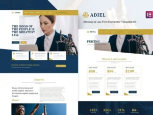 Adiel – Attorney & Law Firm Elementor Template Kit for wordpress