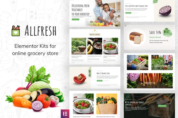 Allfresh – Grocery Store Elementor Template Kit For WordPress & WooCommerce