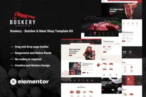 Boskery – Butcher & Meat Shop Template Kits For WordPress