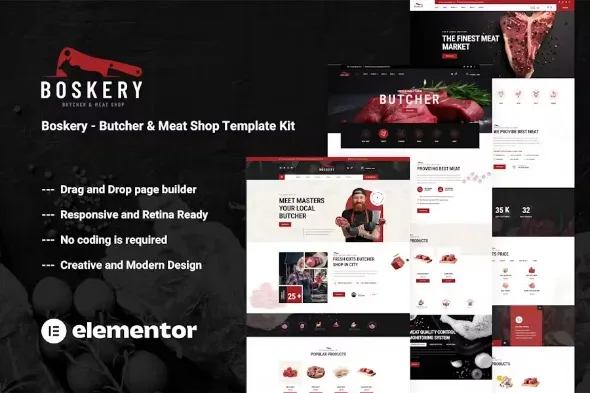 Boskery – Butcher & Meat Shop Template Kits For WordPress & WordPress