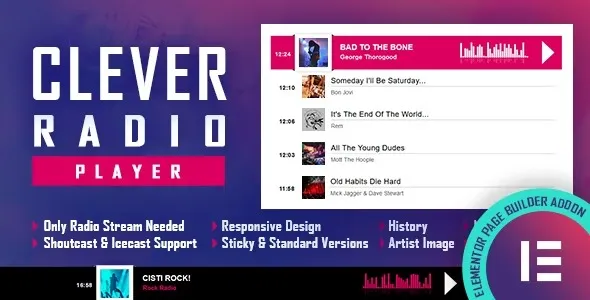 CLEVER HTML5 Radio Player With History – Elementor Addon