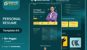 DavidDean – Personal Portfolio & Resume Elementor Template Kit for WordPress