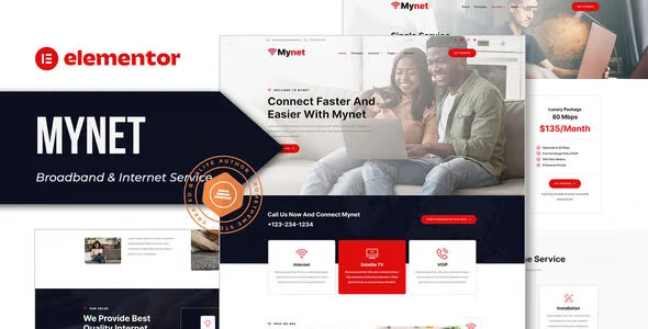 Mynet Broadband & Internet Service Provider Elementor Template Kit For WordPress & WooCommerce