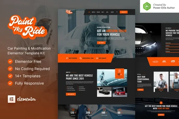 PaintMyRide – Car Painting & Modification Elementor Template Kit For WordPress & woocommerce