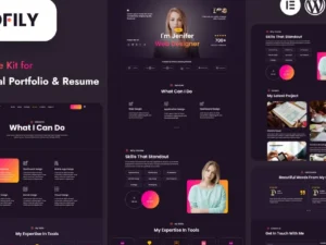 Profily – Personal Portfolios & Resume Elementor Template Kit For WordPress 7 woocommerce