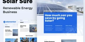 Solar Sure Renewable Energy Business Elementor Template Kit For WordPress & WooCommerce