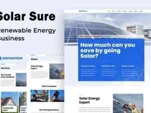 Solar Sure Renewable Energy Business Elementor Template Kit For WordPress & WooCommerce