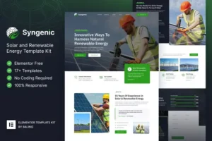 Syngenic Solar & Renewable Energy Elementor Template Kit For WordPress