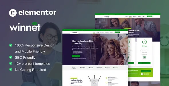 WinNet Broadband & Internet Service Provider Elementor Template Kit For WordPress & WooCommerce