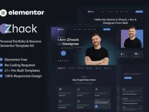 Zhack – Personal Portfolio & Resume Elementor Template Kit For WordPress for & WooCommerce
